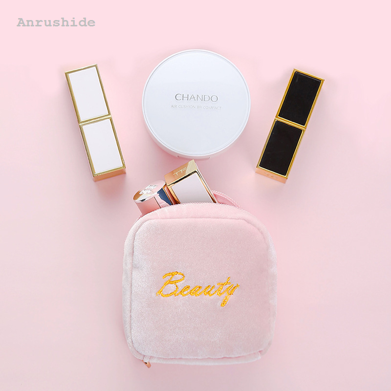 Anrushide Velvet Embroidery Portable Red Envelope Jewelry Storage Bag 2025 Foundation Cosmetic Bag Multifunctional Mini Coin Purse