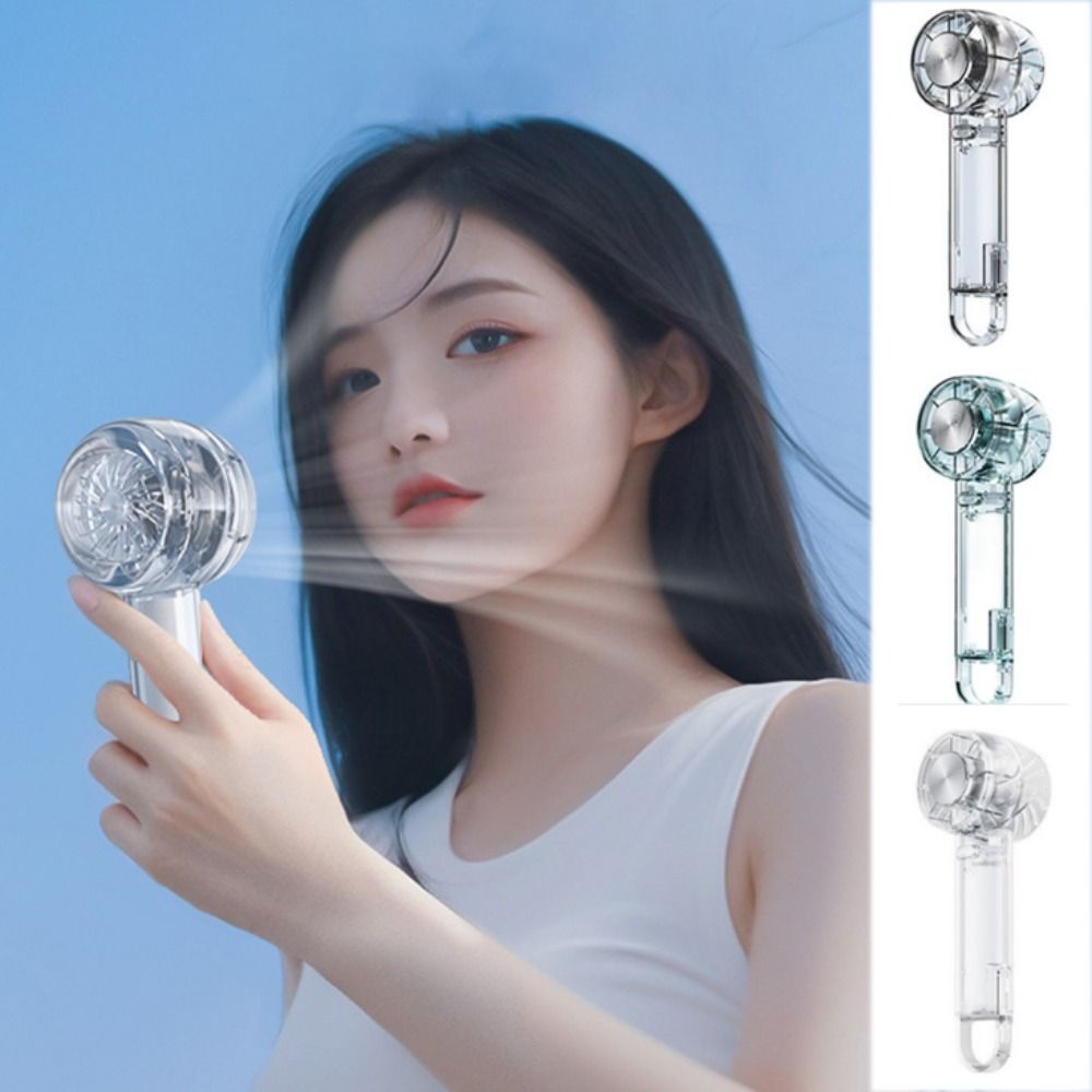 Silent Charging Cooling Fan Transparent Portable Mini Fan 3-Speed Refrigerable Turbo Handheld Fan Travel