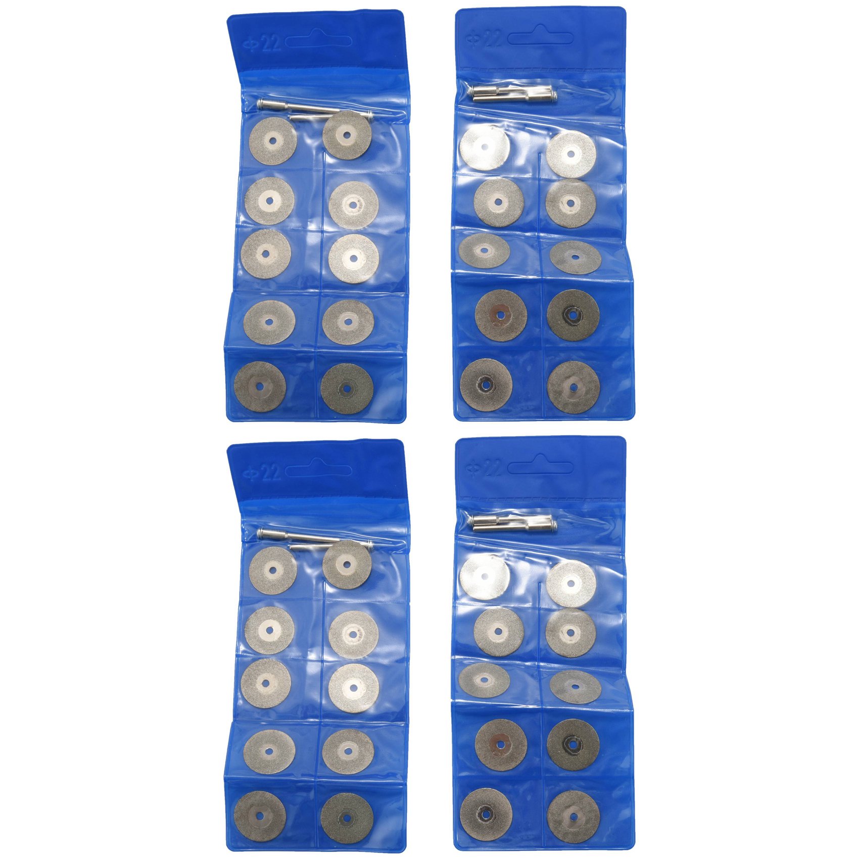 fasdaga 40 Pieces 22 mm Diamond Cutting Wheel Cut Off Discs Coated Rotary Tools with 8 Pack Mandrel Rotary Tool for Drill