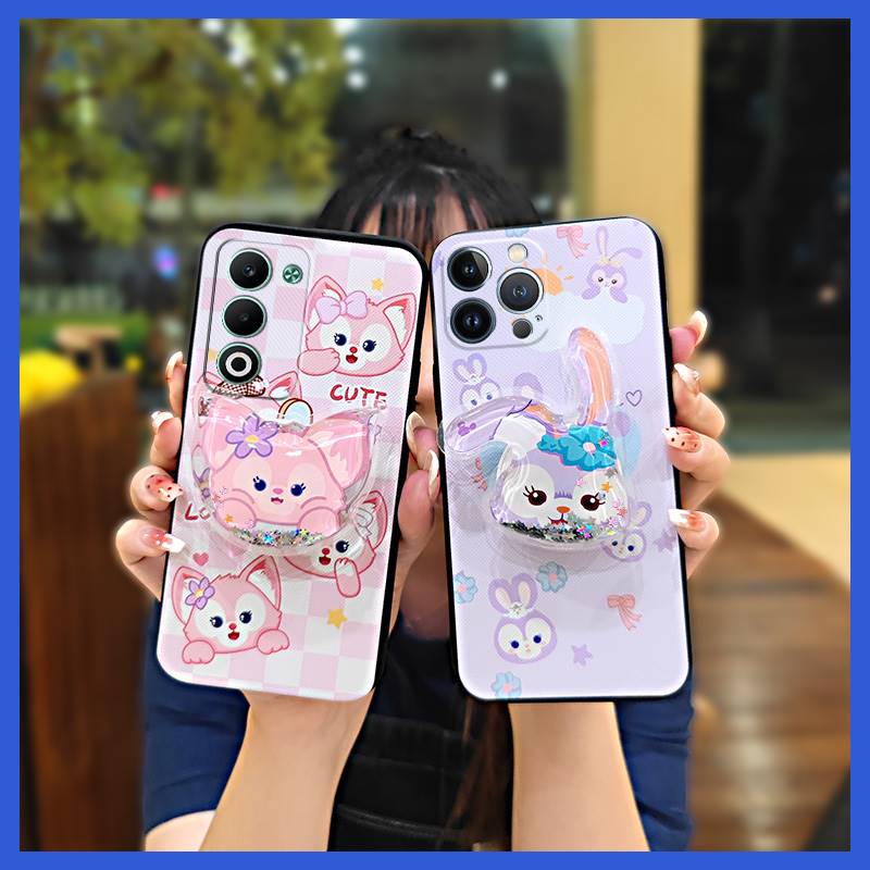 Cartoon Rotatable stand Phone Case For OPPO A5 5G/4G 2025 Global Waterproof Anti-knock Durable Glitter Simplicity TPU