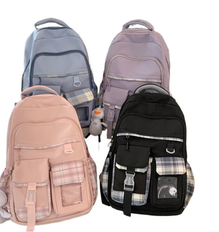 Double Zip Colorful Backpack For Girls, Lightweight Student Backpack, Multi-Pocket School Bag, Casual Travel Daypack School Bags For Teen Girl Children(Without Stikcers)