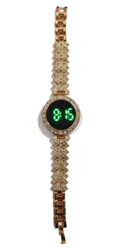 LADIES FASHIONABLE ROUND STONE TOUCH WATCH