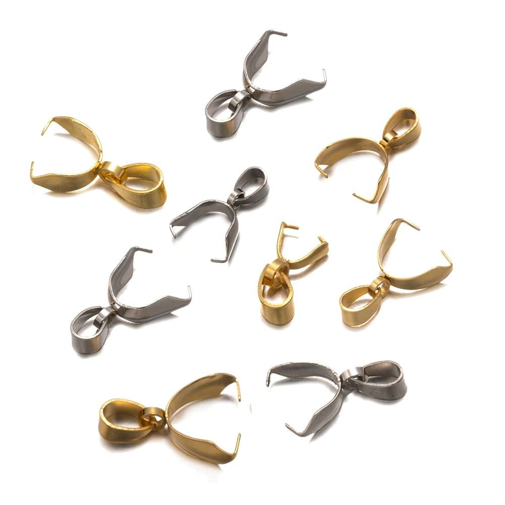 10cpcs Durable Stainless Steel Pendant Pinch Bail DIY Necklace Jewelry Make Gold Silver Dangle Charm Bead Connector Charm Bead Pendant Connector