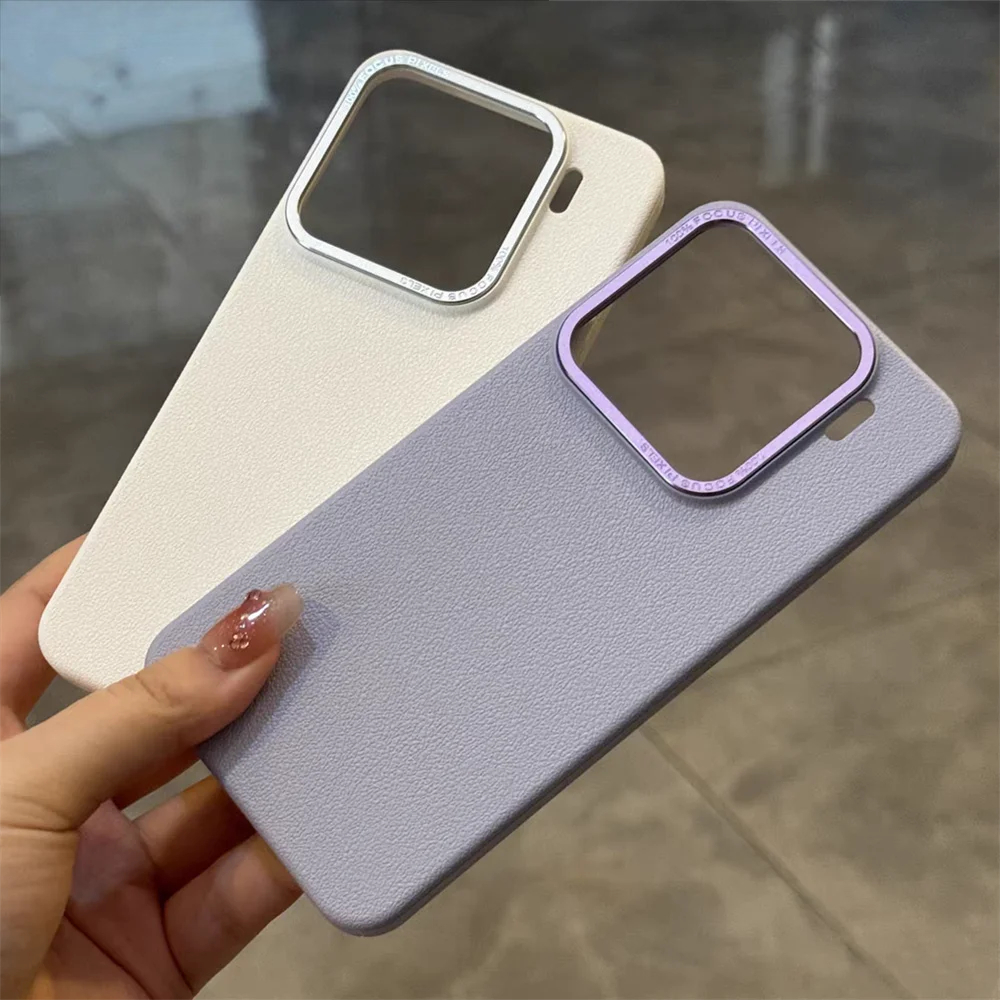 HODON Luxury Litchi Leather Texture Hard Phone Case For Xiaomi 14 Ultra Mi 13 14 15 Pro Cases Metal Lens Ultra-thin Shockproof Cover