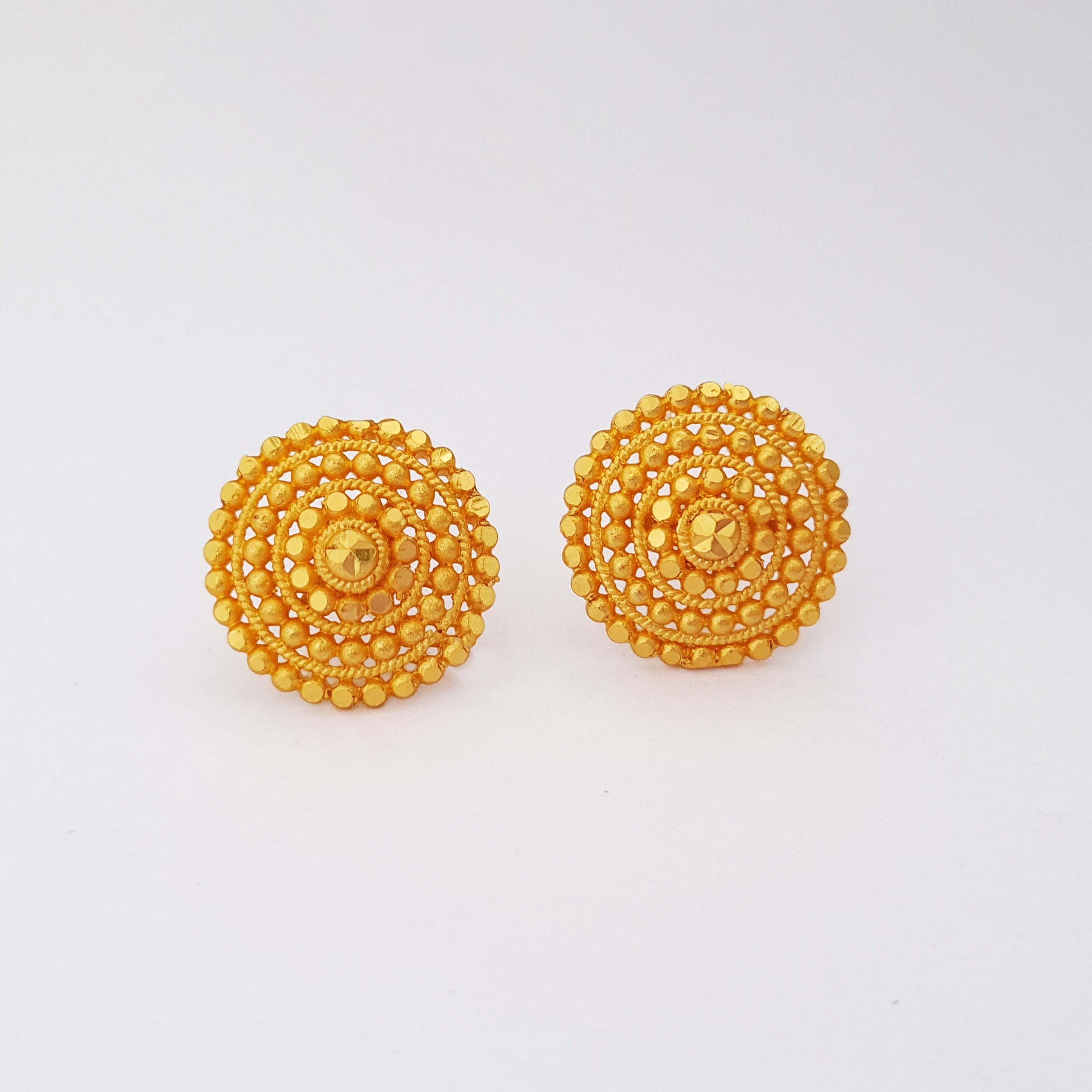 24K Gold Plated Elegant Tiktik Stud Earring 15mm Top for Girls And Women - Luxury Jewelry