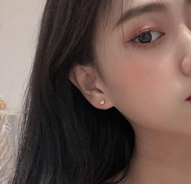 1 Pair Gold Needle Geometry Mini Love Small Earring Korean Version Temperament All Outfit - Match Earring - Anti Allergy Earring For Women, Girls & Teens (Best Gift Ever)