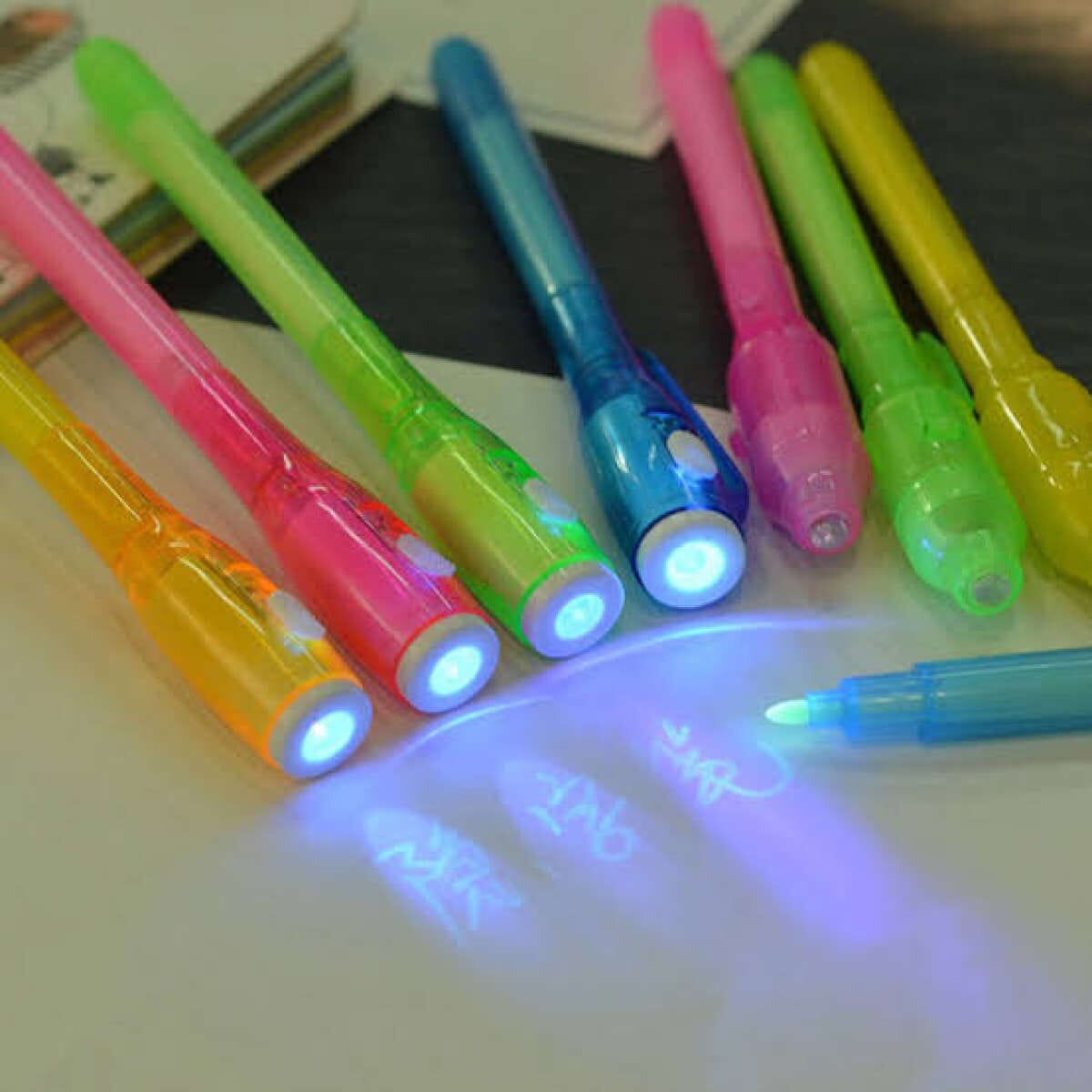 Invisible Writing Magic Pen Uv Light Ultra Violet Ink Secret Message Multicolor - 1 Piece