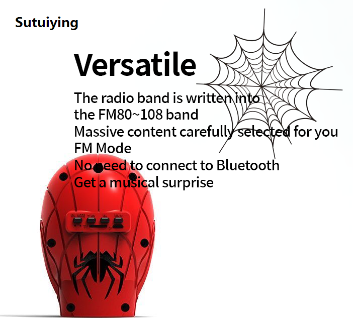 Sutuiying Disney Marvel Wireless Bluetooth Speakers 3D Spiderman Head Bluetooth LED Light Speakerdual Speakers Heavy Bass,Tf, Fm Radio