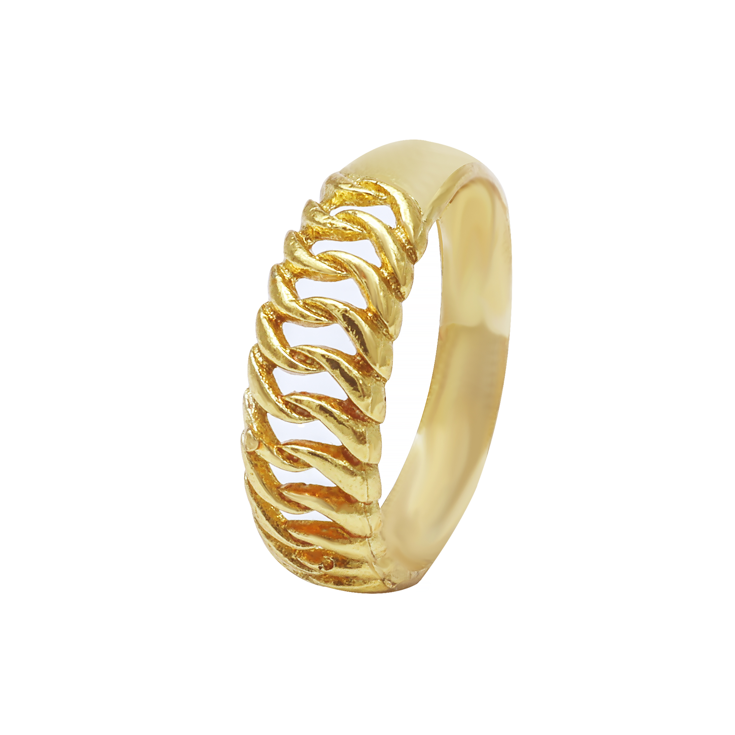 Gold Plated Chain Design Ring For Men And Women | Brass Material Gold Tone Light Weight Casual Ring For Men