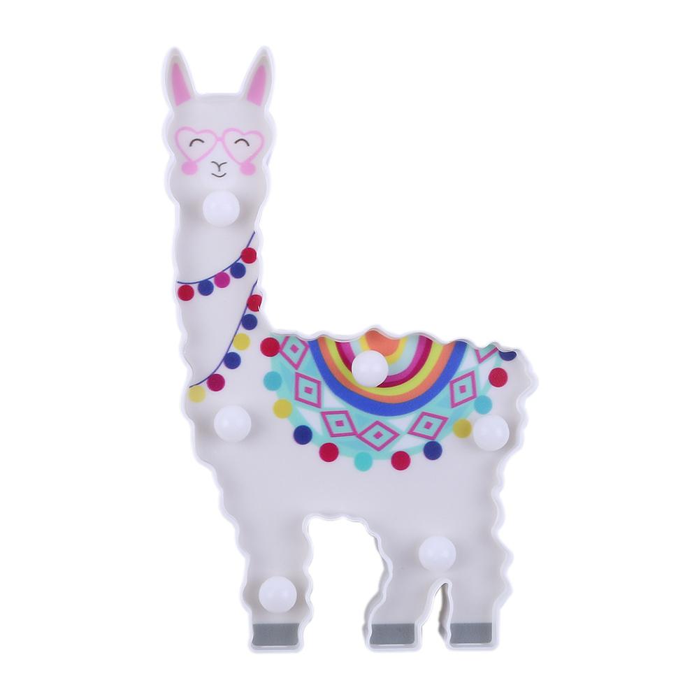 NEW 【Innovative design】6 LED Night Lamp Hanging Desktop Battery Powered Cute Light Gift Bedside Path Alpaca Shape Decorative Animal Style