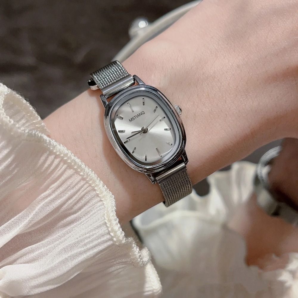 New Oval Dial Women's Watch Stainless Steel Green Ladies Wristwatches Purple Quartz Watch Gifts