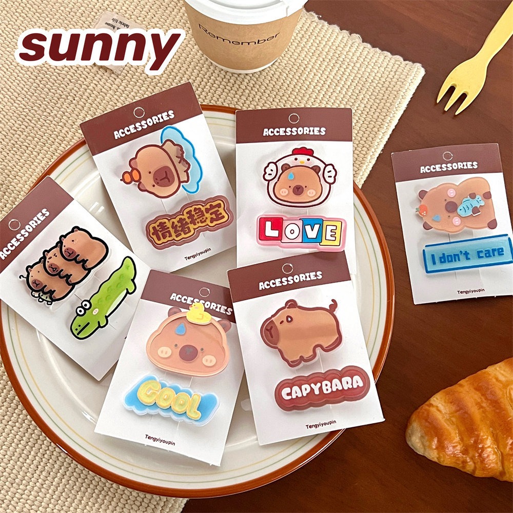 2pcs/set Cute Lovely Hair Clips Cartoon Letter Hairpins Barrettes Capybara Hair Accessories Kids
