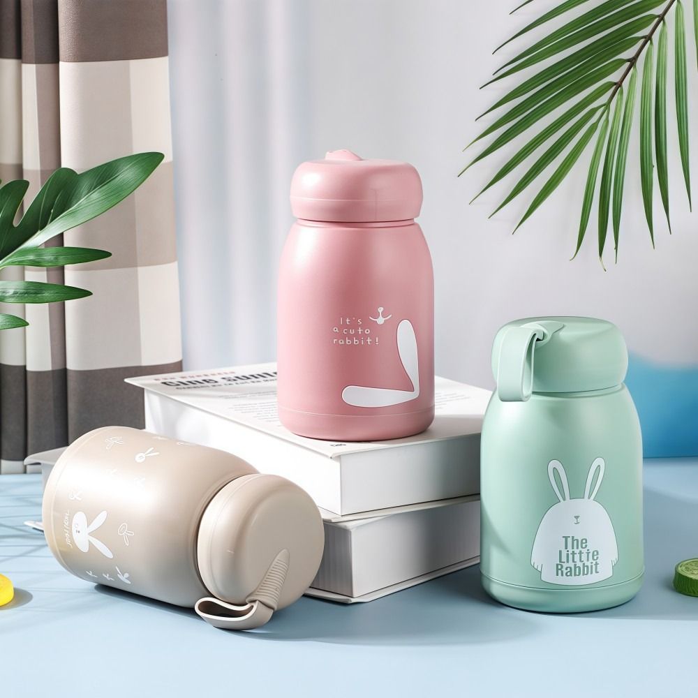 Portable 10.8oz/320ml Mini Water Bottle with Handle Pocket Design Thermal Cups Durable Solid Color Vacuum Cup For Hot and Cold Drinks
