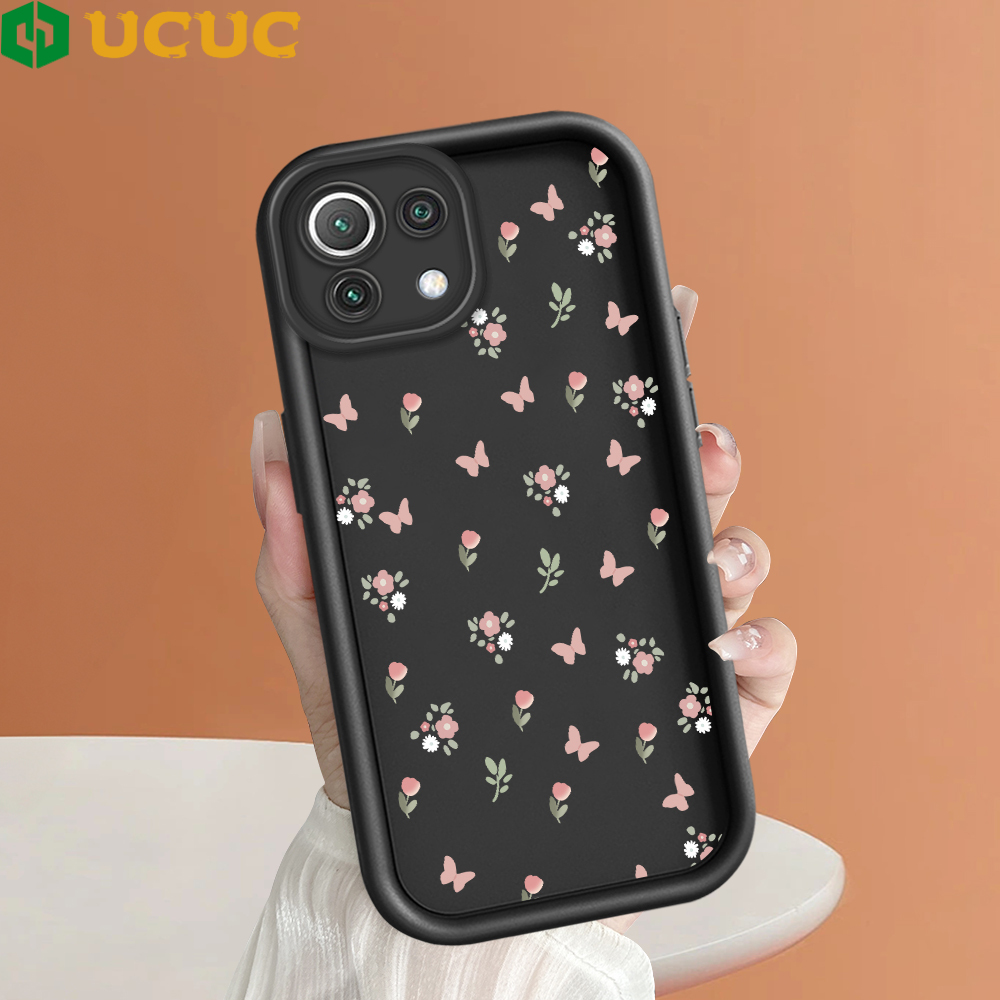 UCUC for Xiaomi 11i Poco X4 NFC Back Cover Full Screen of Butterfly Flowers Soft Silicone Square Ladder Phone Case