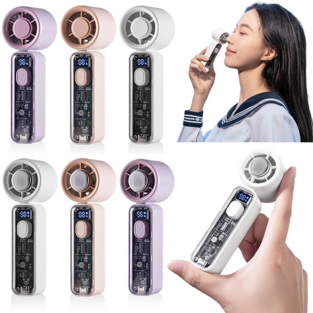 Powerful Semiconductor Refrigeration Handheld Fan 100 Gears Adjustable Rechargeable Mini Air Cooler Atmosphere Lamp High-Speed Small Electric Fan Summer