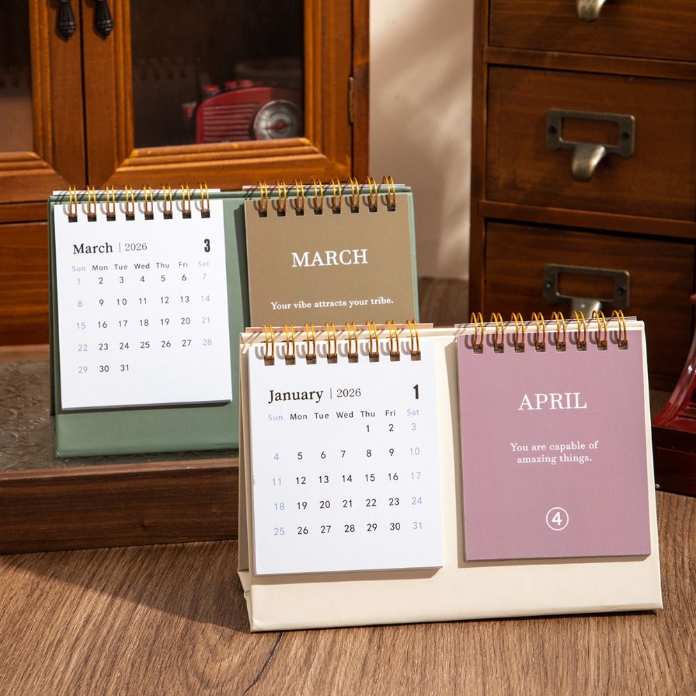 Cartoon Coil 2026 Desk Calendar Double Row Desktop Decoration Mini Calendar Portable Daily Planner Office School Supplies