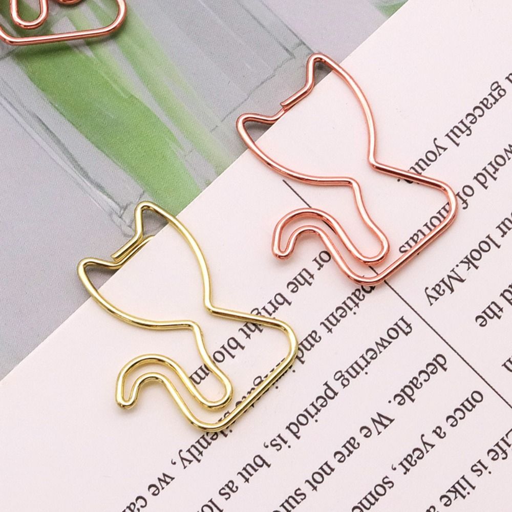 10pcs Students Stationery Cat Shaped Paper Clips Metal Cartoon Metal Paperclip Cute Creative Paper Decorative Clip Home