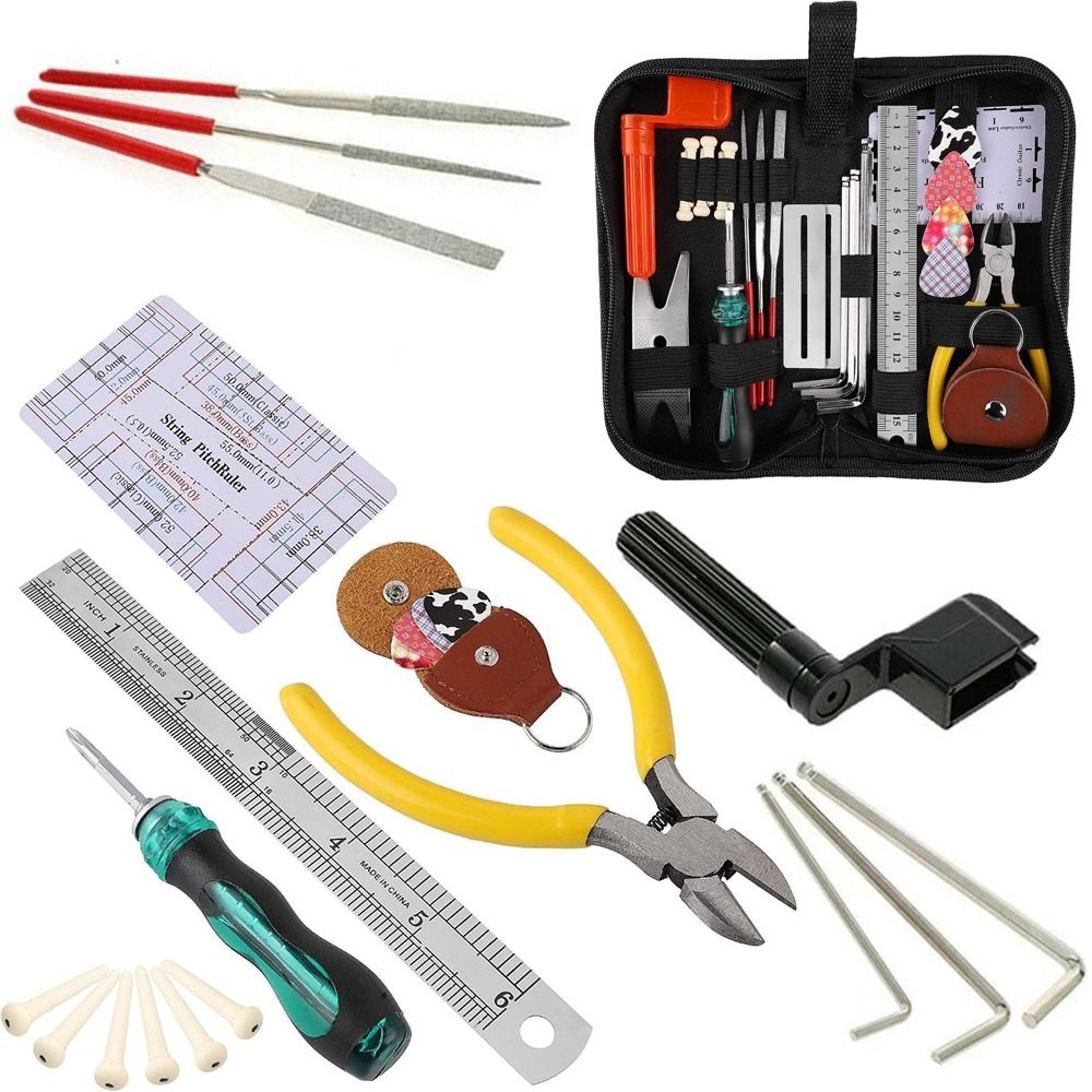 26pcs/set Easy Use 26in1 Guitar Repairing Tool Kit with Carry Bag DIY Guitar Maintenance Tools String Organizer Metal Guitar Tool Kit for Set Up for Ukulele Luthier Banjo