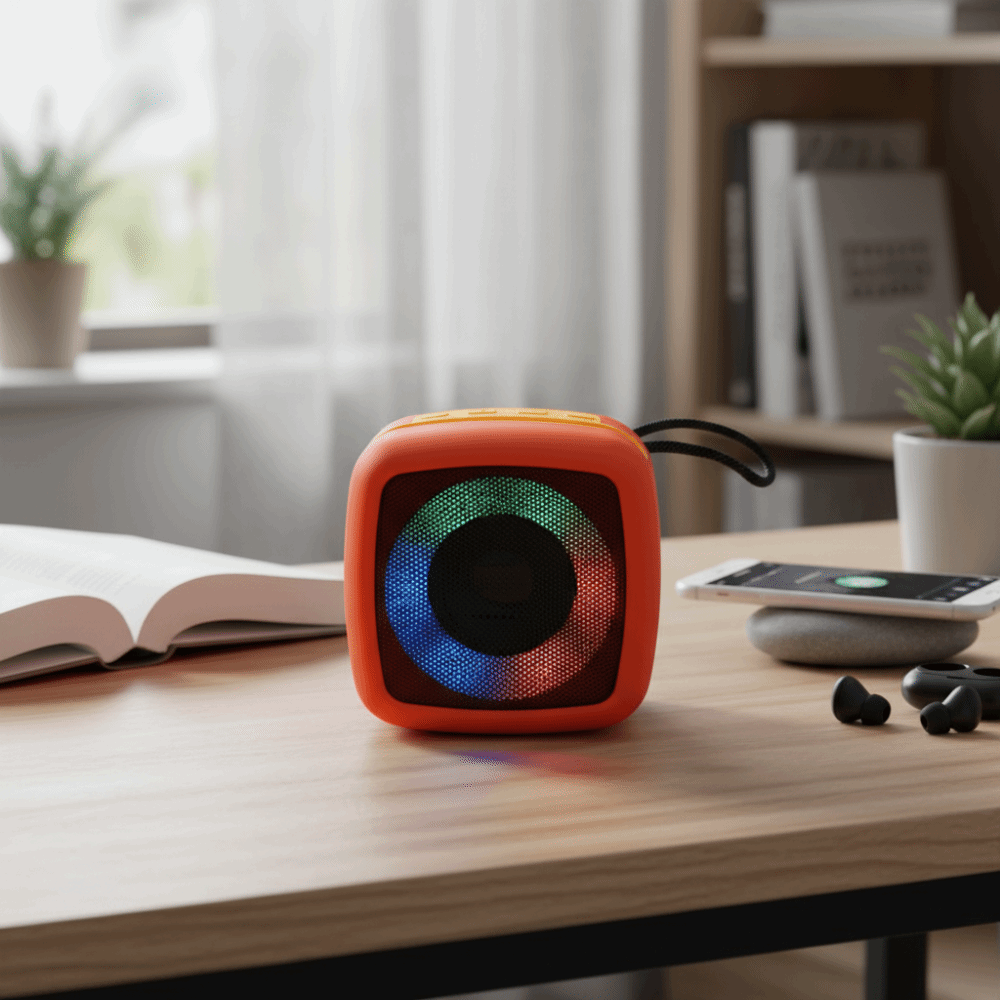 Soundbar 360 Stereo Sound Mini Wireless Bluetooth Speaker Rechargeable Battery LED RGB Light Portable Speaker Portable Stereo Sound Loudspeaker Beach