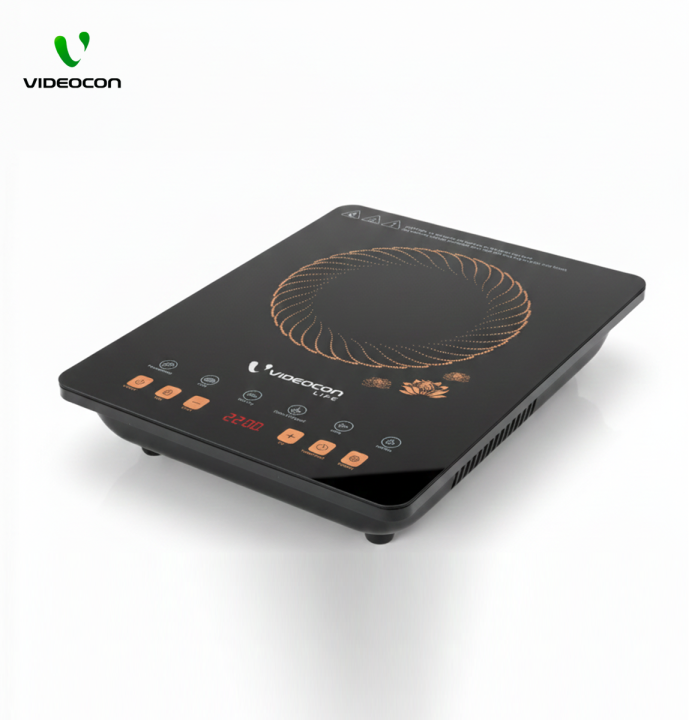 Videocon Life 2200 Watts Infrared Cooktop with Grill | Auto-Switch Off | 8 Preset Modes | Feather Touch Panel | Overheat Protection | Radiant Heating Technology |1-Year Warranty