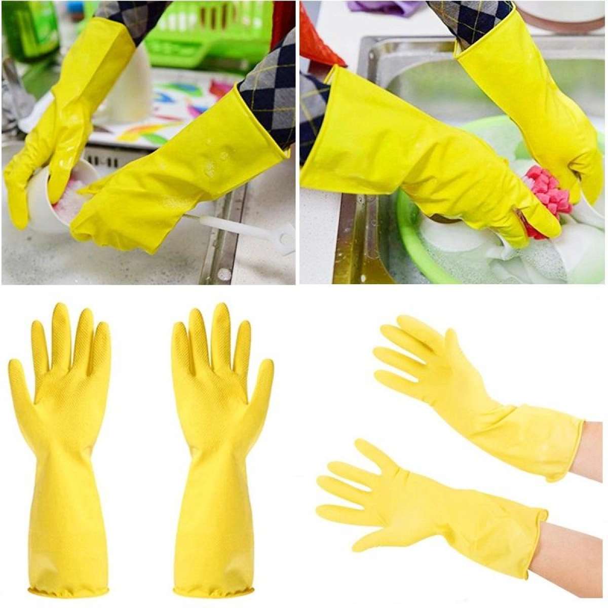 Rubber Dish Washing Gloves