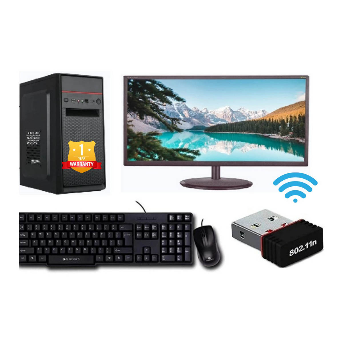 Computer Set with Core i5 6th Gen, 8GB DDR4 RAM, 256GB SSD, and 19-inch Monitor