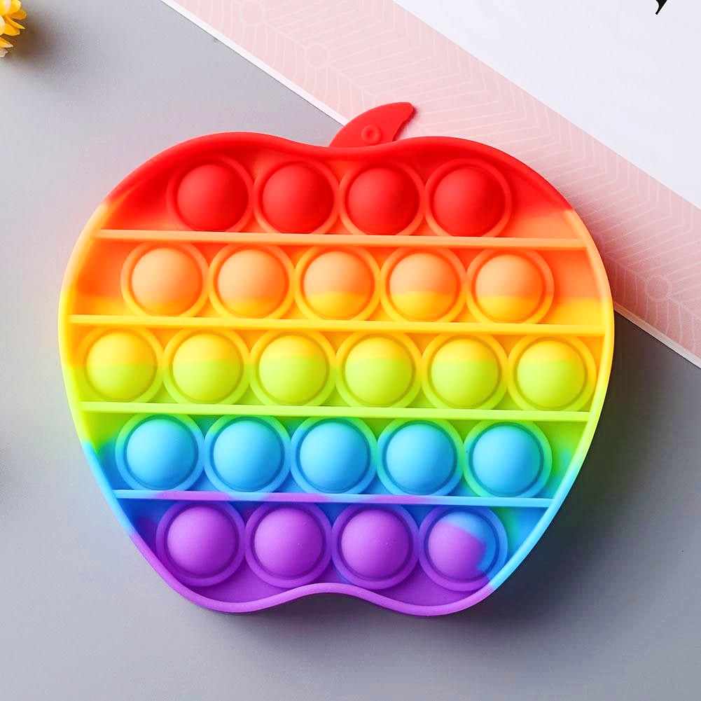 Apple Shape Colorful Fidget Toys Push Pops Bubble Sensory Squishy Stress Reliever Autism Needs Anti-Stress Popit Kid Toy For Children