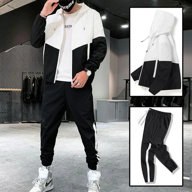Classic Fit Summer Jacket And Jogger Set For Men