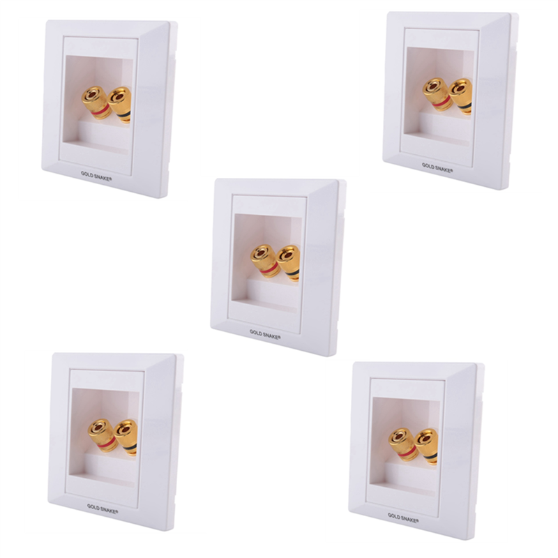 fasdaga 5X Wall Socket Connection Port with 2 Jack Speaker White