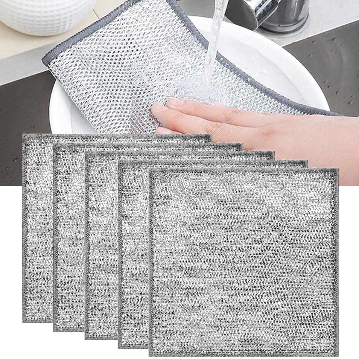 Multifunctional Non-Scratch Wire Dishcloth, Double-Layer Reusable Strong Cleaning Cloth (Best For Kitchen Purposal) || Rust Dish Cleaner