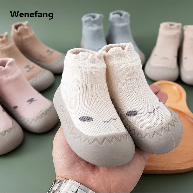 Wenefang Baby Socks Shoes Infant Cute Cartoon Kids Boy Shoes Soft Rubber Sole 2025 New Child Floor Sneaker BeBe Booties Toddler Girls First Walker