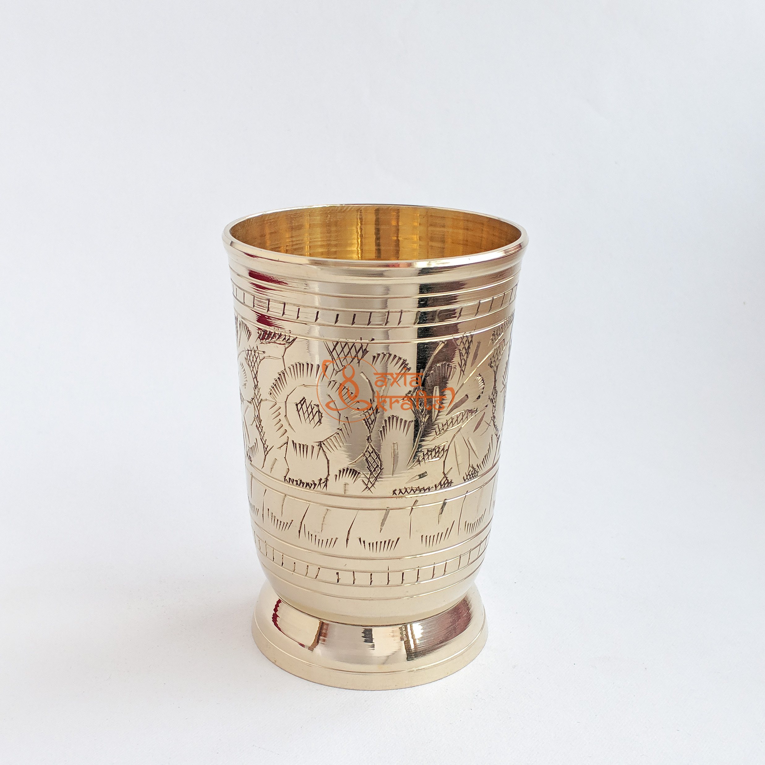 Axia Krafts Golden Brass Glass 340ml Pital Glass Dhalot