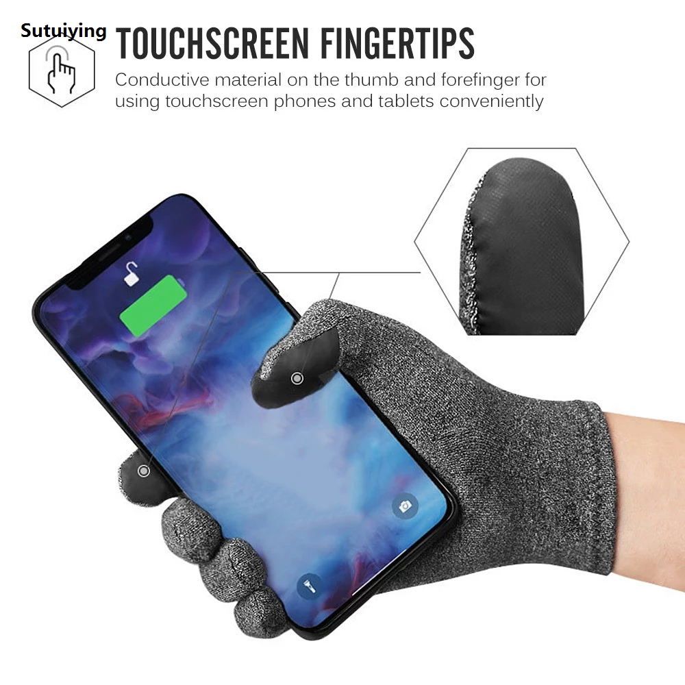 Sutuiying 1 Pair Full Finger Compression Gloves Arthritis Gloves for Men Original Women; Ideal as Carpal Tunnel Gloves, Hand Brace for Arthritis