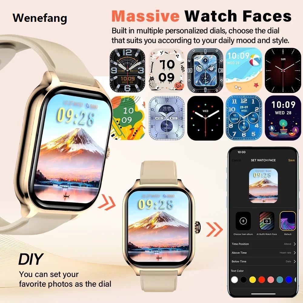 Wenefang 2025 New 2.01 Inch Smart Watch Man Woman Gift Full Touch Screen Portable Sports Fitness Watch BT Call Digital Smart Watch Fashion Ladies