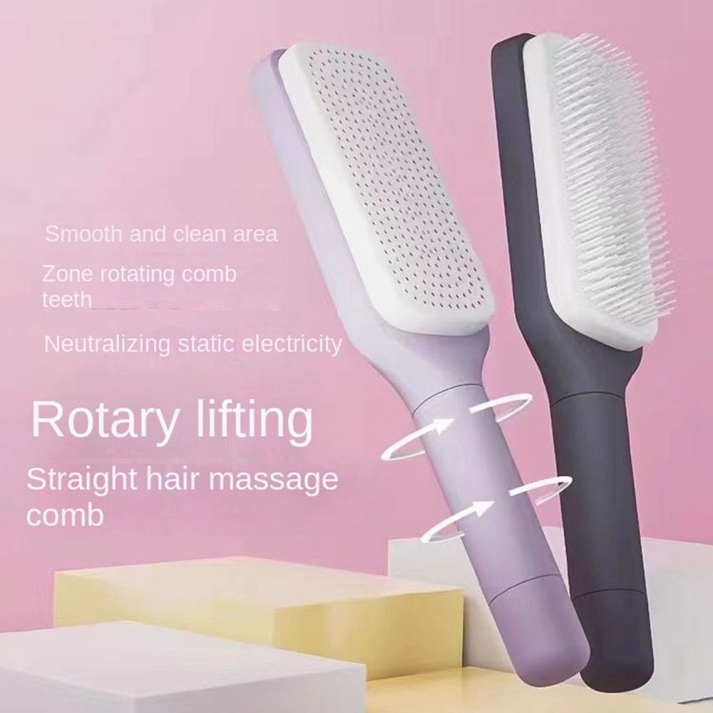 Fashion Plastic Cleaning Hair Brush Multifunctional Hairdressing Styling Tools Rotary Telescopic Comb Convenient Telescopic Massage Comb Women