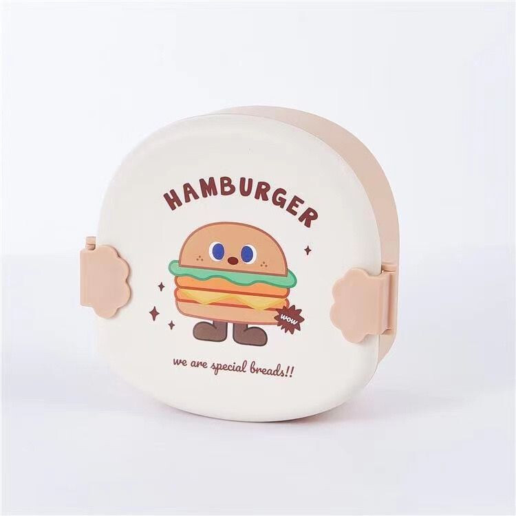 Hamburger Printed Adorable Cartoon Lunch Box With Compartments