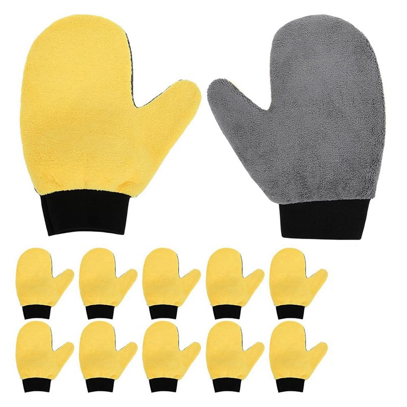 12 Pcs Paint Mitt Gloves Cleaning and Dusting Mitt Reusable Coral Fleece Car Wash Mitt Deck Stain Applicator Painter Decorators