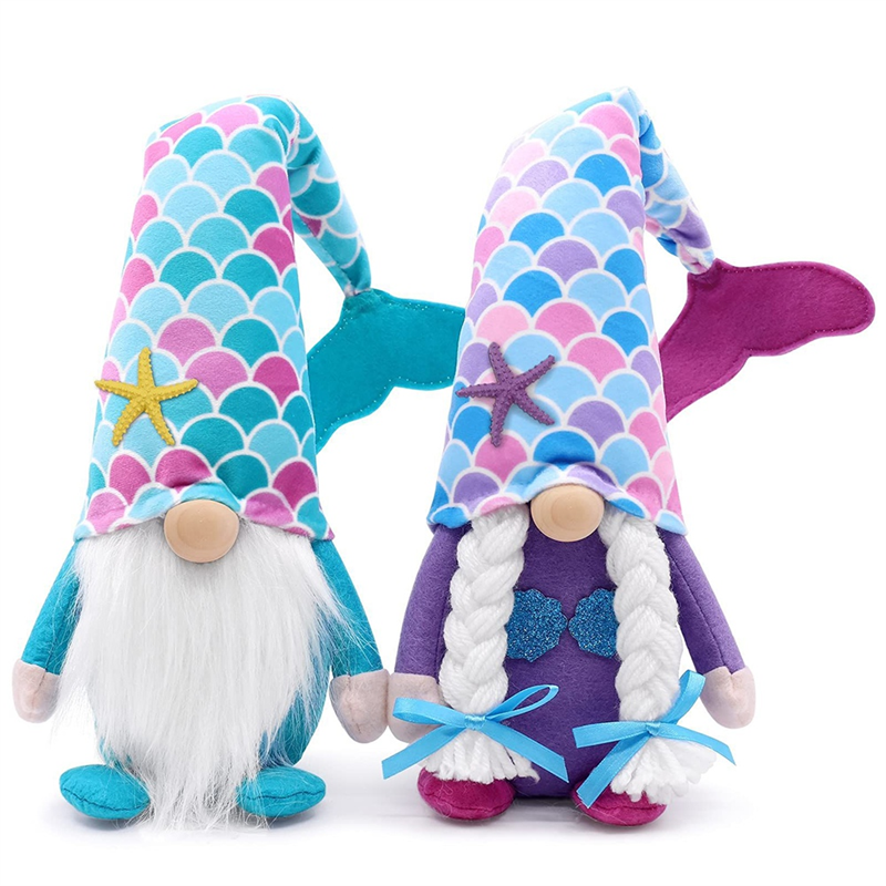 NAMUNY Spring Summer Gnomes Plush Decorations 2 Pack Handmade Beach Style Couple Stuffed Gnome Farmhouse Rustic for Home