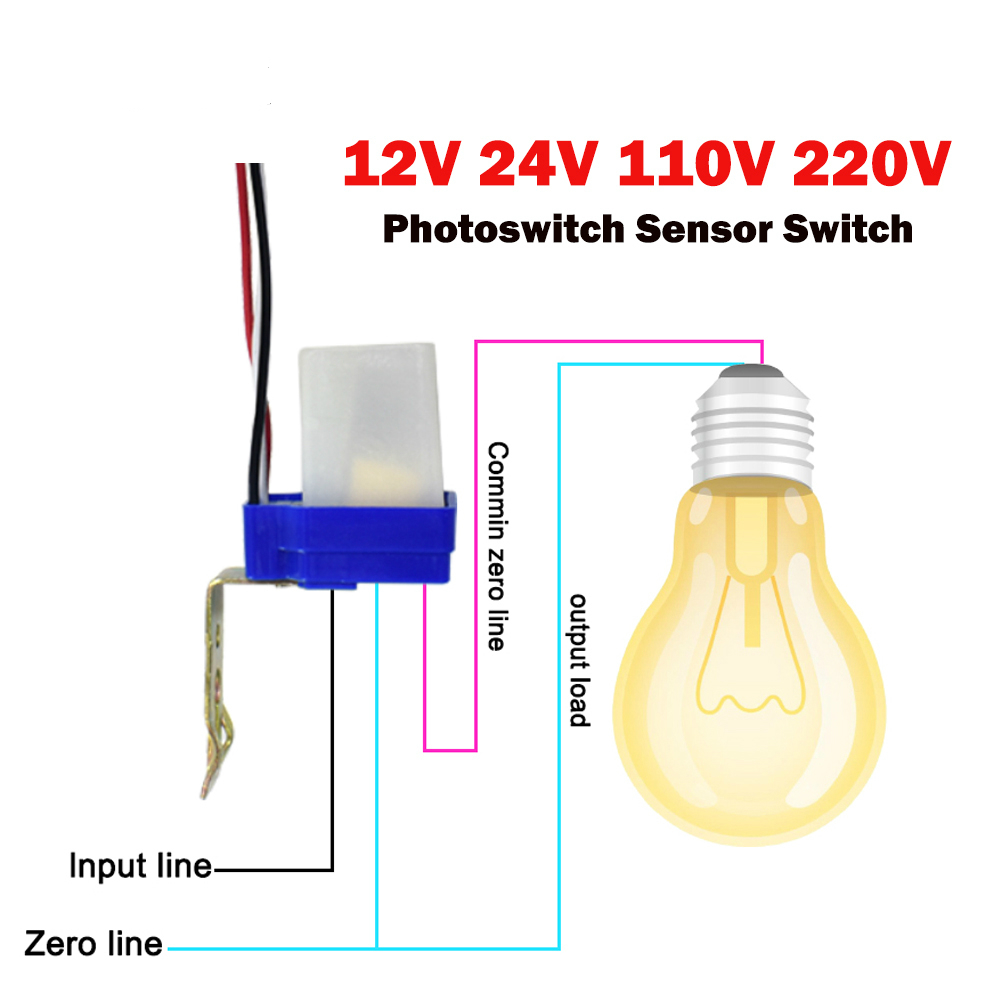 AC DC 24V/110V/220V 10A Auto On/Off Photocell Light Switch Sensor Dusk to Dawn Photocell Sensor for Outdoor Lighting Fixtures