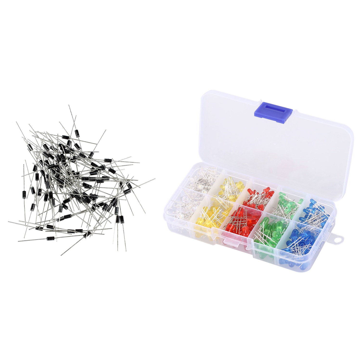 fasdaga 300 Pcs Diode :200 Pcs 3mm 5mm LED Light Diode White Yellow Red Blue Green Assortment Kit for & 100 Pcs Rectifier Diode 1N4007 IN4007 DO-41 1A 1000V