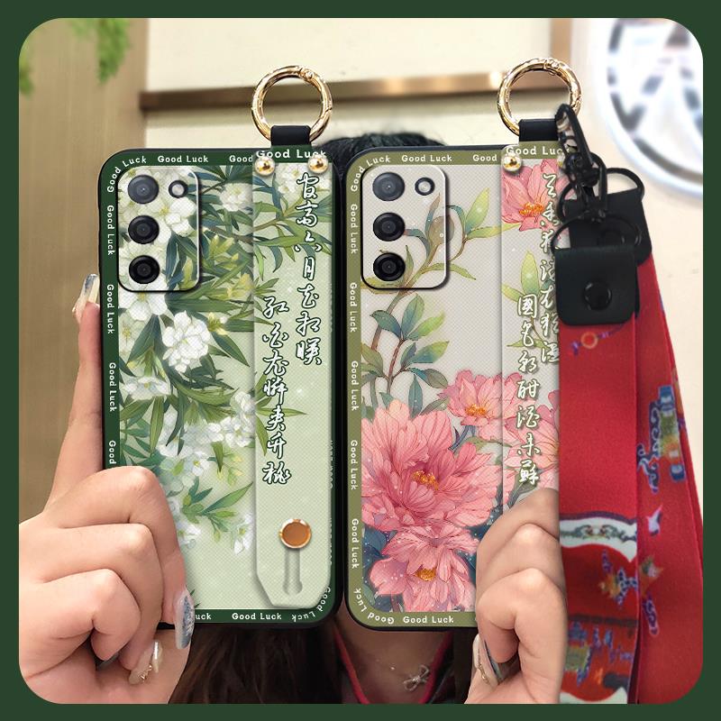Chinese style Wrist Strap Phone Case For OPPO A55 5G/A53S 5G/RealmeV11S Anti-knock Soft case Back Cover Shockproof ring