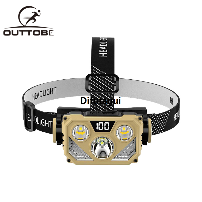 Difutagui Outtobe LED Headlamp Powerful LED Head Lamp COB XPE Ultra Bright Light Dual Light Source Strong Fashion Light 5 Gear Adjustment Waterproof Rechargeable Head Light For Outdoor Running Camping