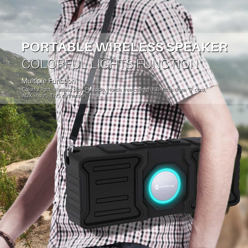 NewRiXing NR-9013 Portable Bluetooth Speaker Colorful Flash Light Plug Card Speakers Support U Disk Loudspeaker Radio