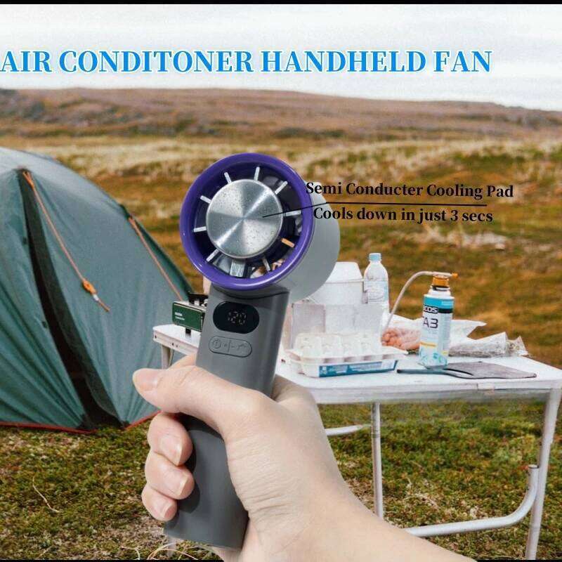 Portable 120-Speed Digital Display Ice Cooling Tech Stylish Semiconductor Condensation Mini Personal Fan for Home, Office