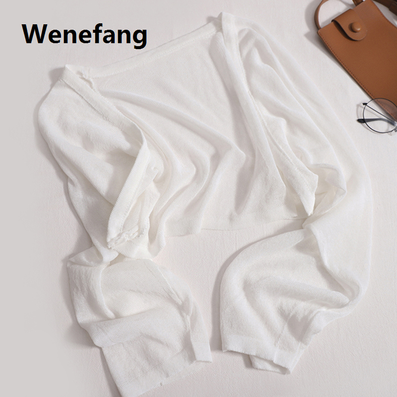 Wenefang Women's Tops Summer Korean Version Casual Fashion Gentle Versatile Knitted Long Sleeves Sun Protection Cardigan Tops