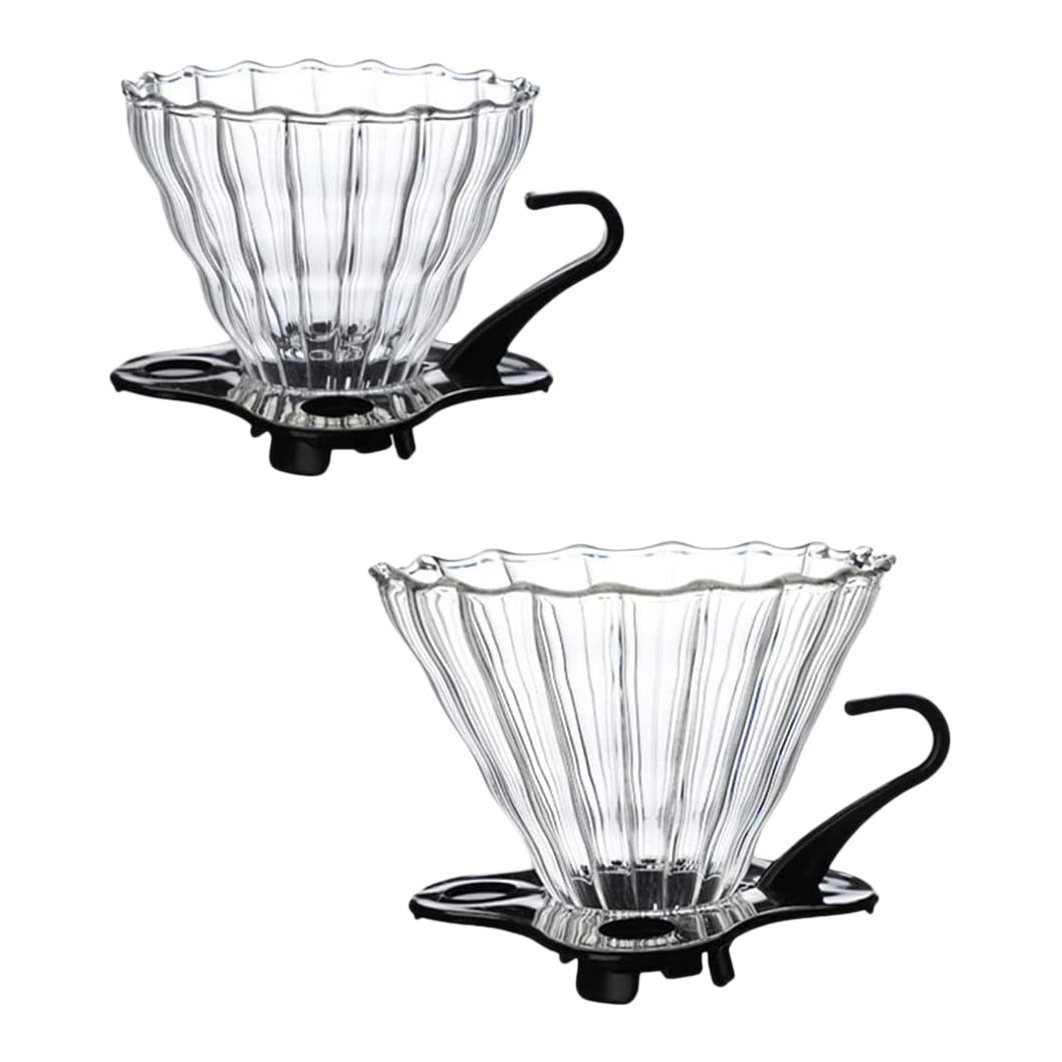 2 Pcs for Coffee Dripper Glass Coffee Filter for Pour over Coffee Brewing Transparent Reusable Coffee Funnel