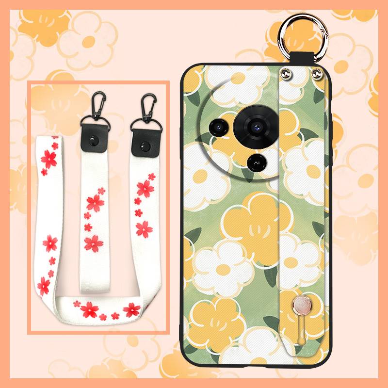 Flower Oil Painting Phone Case For MOTO G86 5G Durable Soft case Protective Dirt-resistant Ring Wrist Strap Silicone