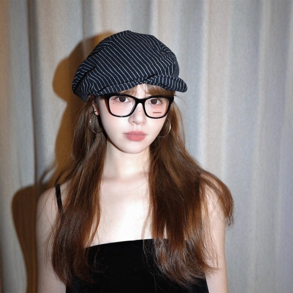 Lightweight Breathable Striped Berets Short Brim Adjustable British Cap Painter Caps Japanese Style