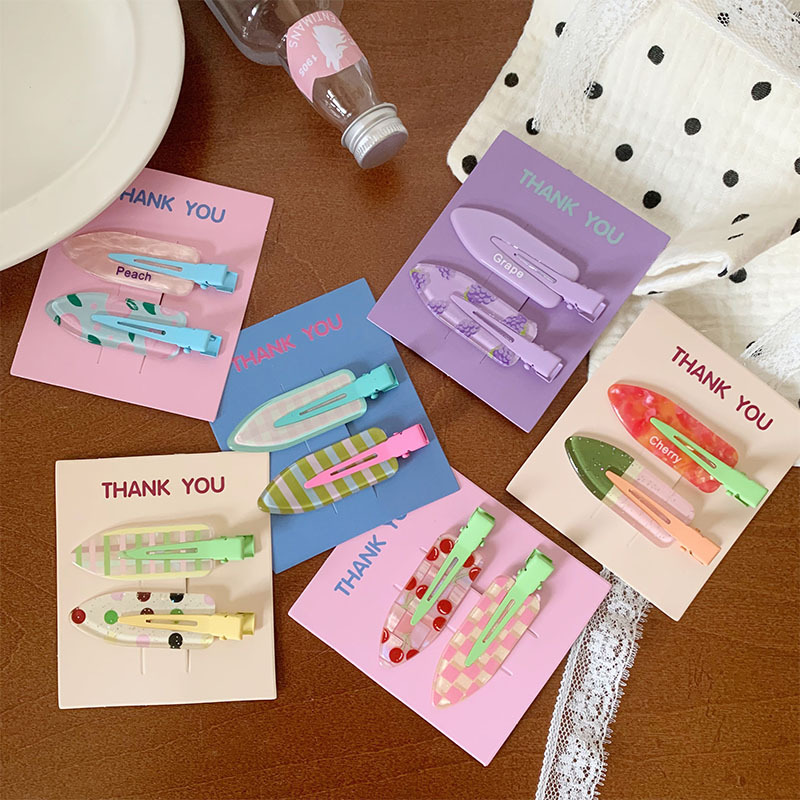 Colorful dopamine fruit duck clip girl's side broken hair markless clip sweet and cute children's hairpin without hurting hair