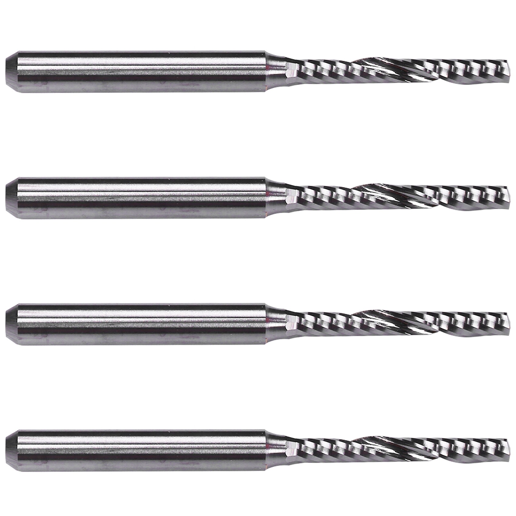 FORIDE 4X 2mm x 15mm Carbide Single Flute Spiral End Mill CNC Router Bit